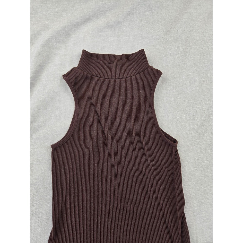 Suzette Collection Brown Ribbed Mock Neck Sleeveless Top Womens SM - Picture 6 of 8